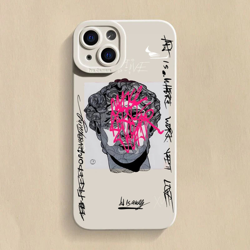 Funda de Graffiti Great Art Esthetic David para iPhone 15 Pro Max, fundas para iPhone 14 13 12 11 XS Max XR X 7 8 Plus SE 2 2020, cubierta suave