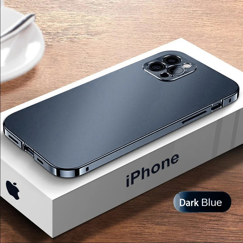 Funda de Metal de aleación de aluminio para iPhone 15, 14, 13, 11, 12 Pro Max, lente de cámara completa, protector de Color Original, cubierta trasera ultrafina