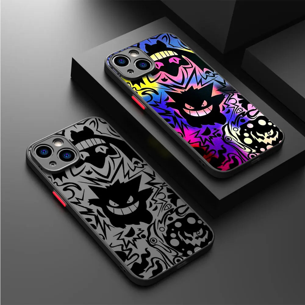 Funda de Pokémon Gengar de lujo para iPhone 15 SE XS X 14 Plus 11 12 Mini 13 Pro Max 8 XR 7 6S Plus 13 Mini XS Max Coque Soft Cover