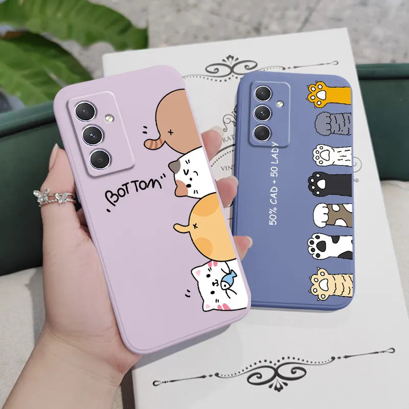 Funda d gatos para Samsung, A54, A34, A24, A14, A04, A04S, A04E, A73, A53, A33, A23, A13, A03, A72, A52, A52S, A32, A22, A12, A71, A51, 4G, 5G