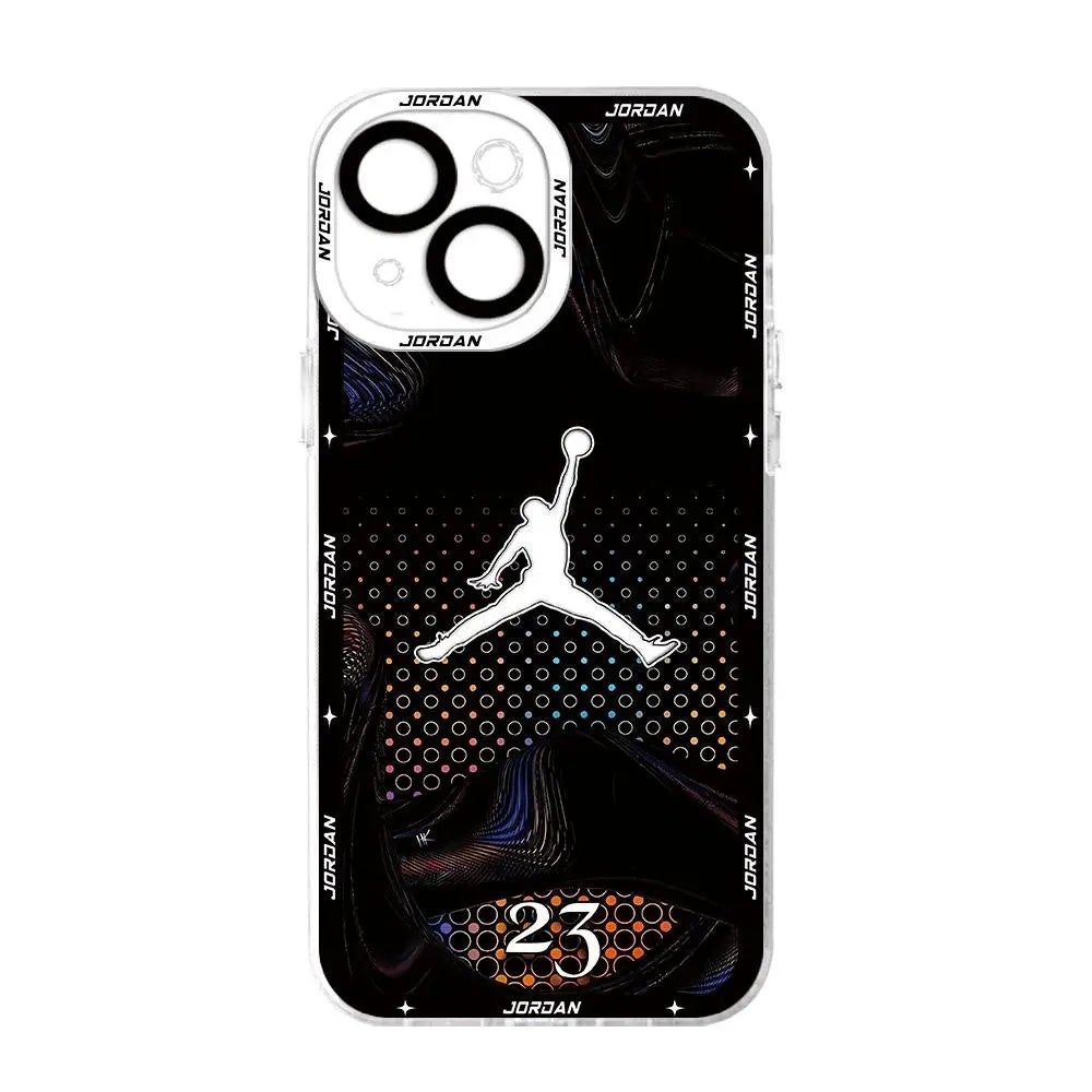 Funda de baloncesto con número 23 para Apple iPhone, 15, 11, 7, 6s, 14 Pro, XR, 15 Plus, 13 Pro Max, 8, 12 Mini, X, XS, SE, bolsa suave transparente