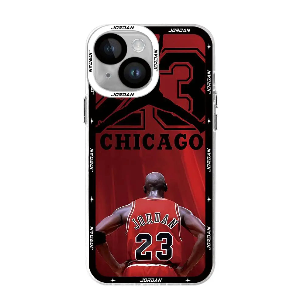 Funda de baloncesto con número 23 para Apple iPhone, 15, 11, 7, 6s, 14 Pro, XR, 15 Plus, 13 Pro Max, 8, 12 Mini, X, XS, SE, bolsa suave transparente