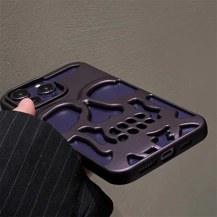 Funda de calavera de esqueleto de lujo para iPhone 11, 12, 13, 14, 15 Pro Max, fundas de teléfono a prueba de golpes, cubierta trasera, cámara, protección completa, Funda hueca