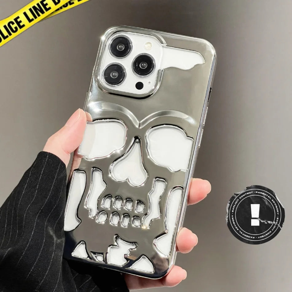 Funda de calavera de esqueleto de lujo para iPhone 11, 12, 13, 14, 15 Pro Max, fundas de teléfono a prueba de golpes, cubierta trasera, cámara, protección completa, Funda hueca