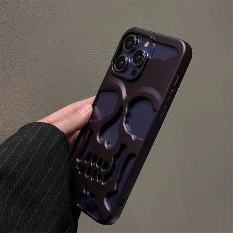 Funda de calavera de esqueleto de lujo para iPhone 11, 12, 13, 14, 15 Pro Max, fundas de teléfono a prueba de golpes, cubierta trasera, cámara, protección completa, Funda hueca