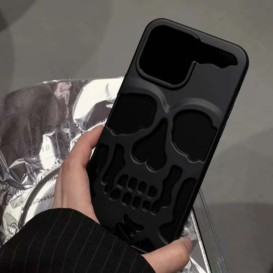 Funda de calavera de esqueleto de lujo para iPhone 11, 12, 13, 14, 15 Pro Max, fundas de teléfono a prueba de golpes, cubierta trasera, cámara, protección completa, Funda hueca