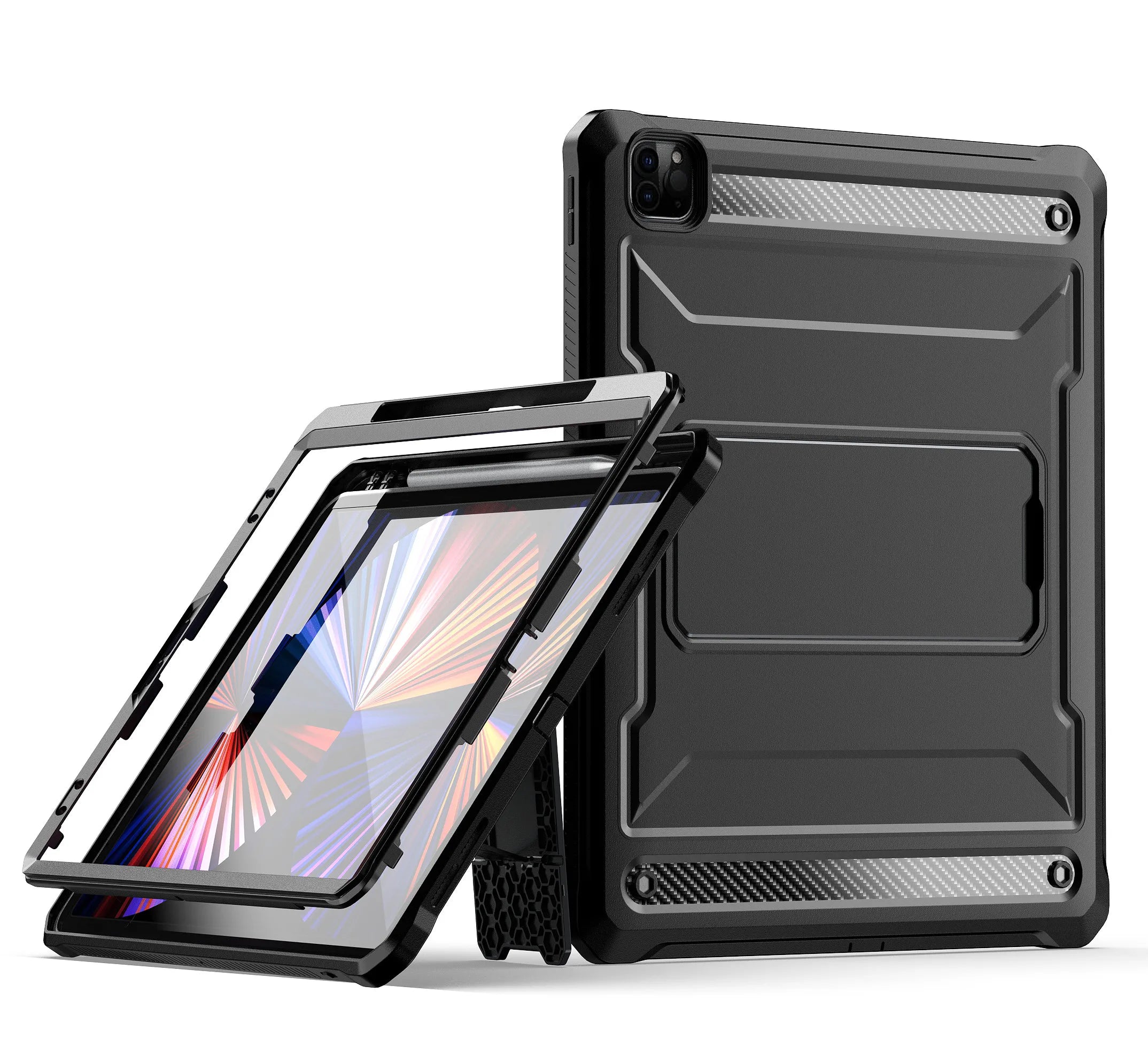 Funda de Combinación Resistente para iPad Pro 12.9 pulgadas (2018, 2020, 2021, 2022) con Soporte