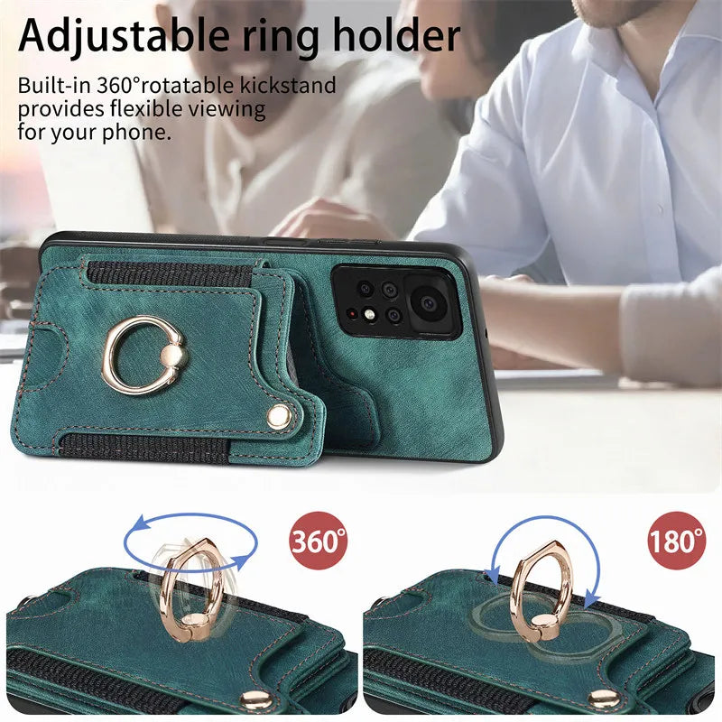 Funda de Cuero con Soporte de Anillo para Xiaomi Redmi: Estilo y Funcionalidad en un Solo Producto