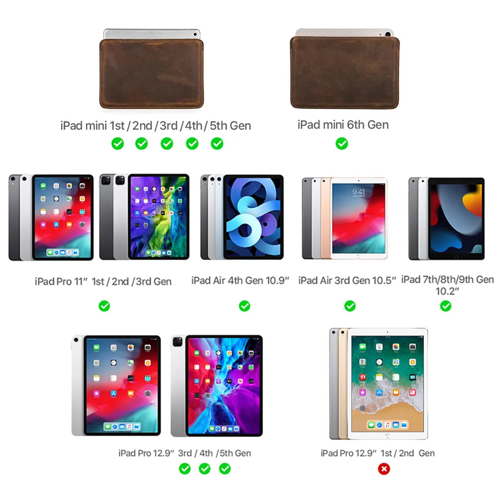 Funda de Cuero para iPad Pro 11, iPad Air 5, iPad Air 4, iPad Pro 12.9, iPad 8th, 9th, 10th Generation, iPad Mini 6/5/4/3/2/1 - Estilo Elegante y Protección Confiable