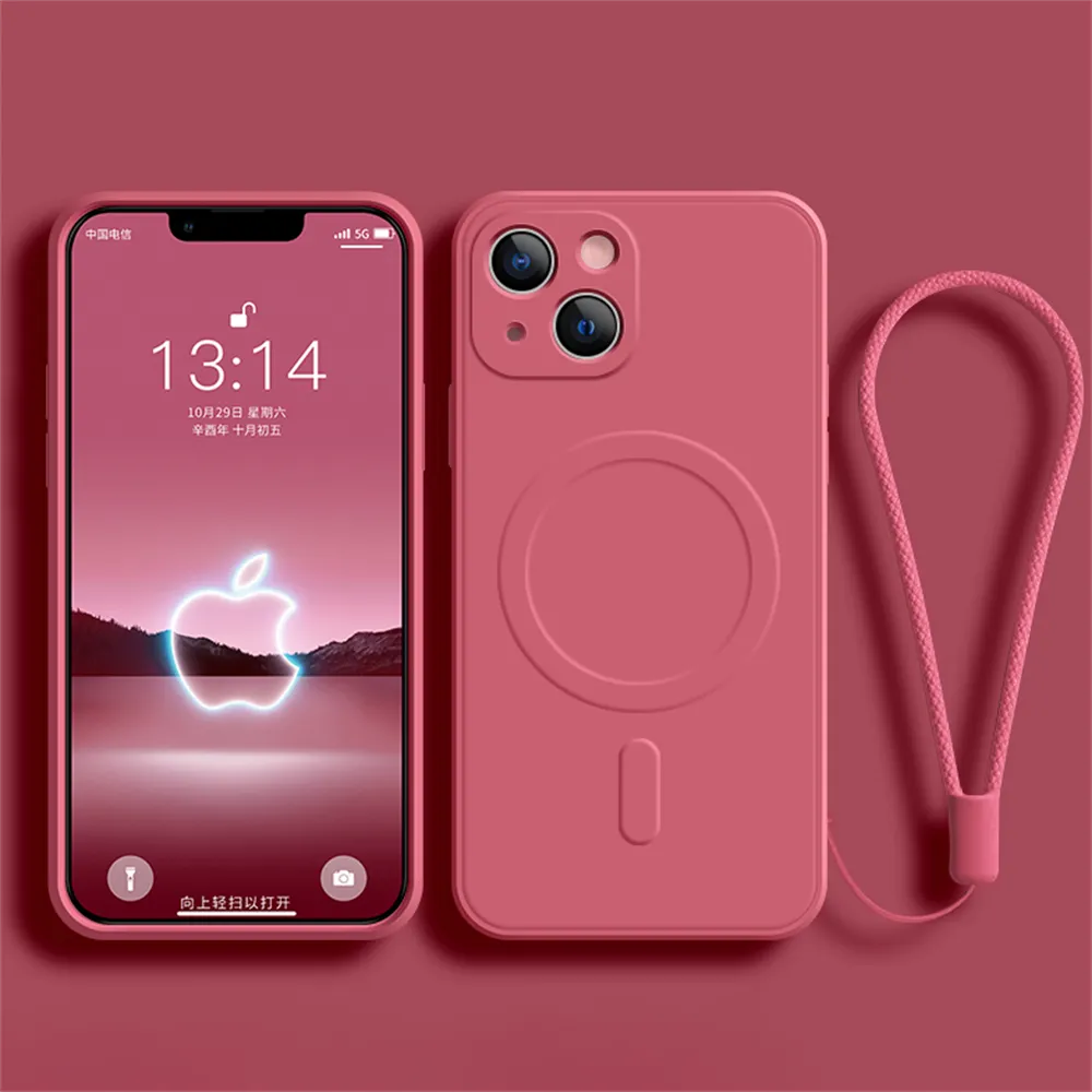 Funda de silicona líquida para iPhone 15, 11, 13, 12, 14 Pro Max, Mini, XR, Xs Plus, SE, carga inalámbrica magnética para Magsafe