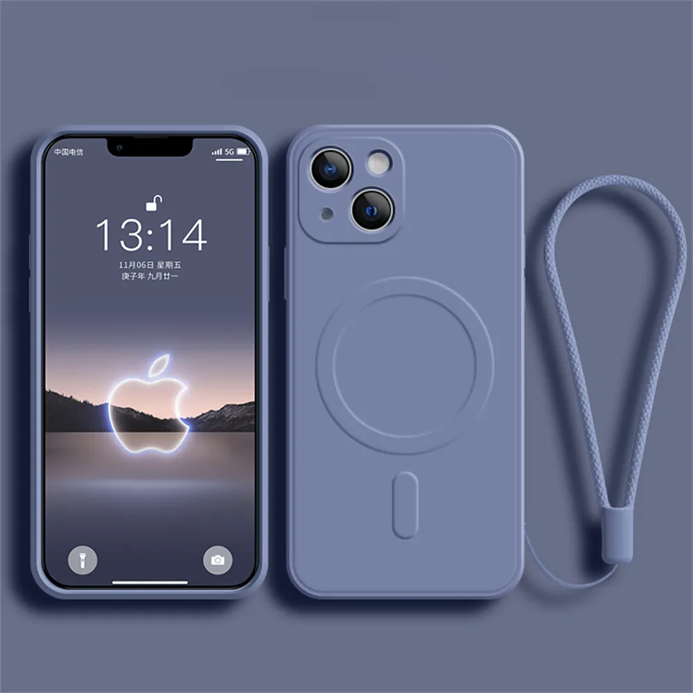 Funda de silicona líquida para iPhone 15, 11, 13, 12, 14 Pro Max, Mini, XR, Xs Plus, SE, carga inalámbrica magnética para Magsafe