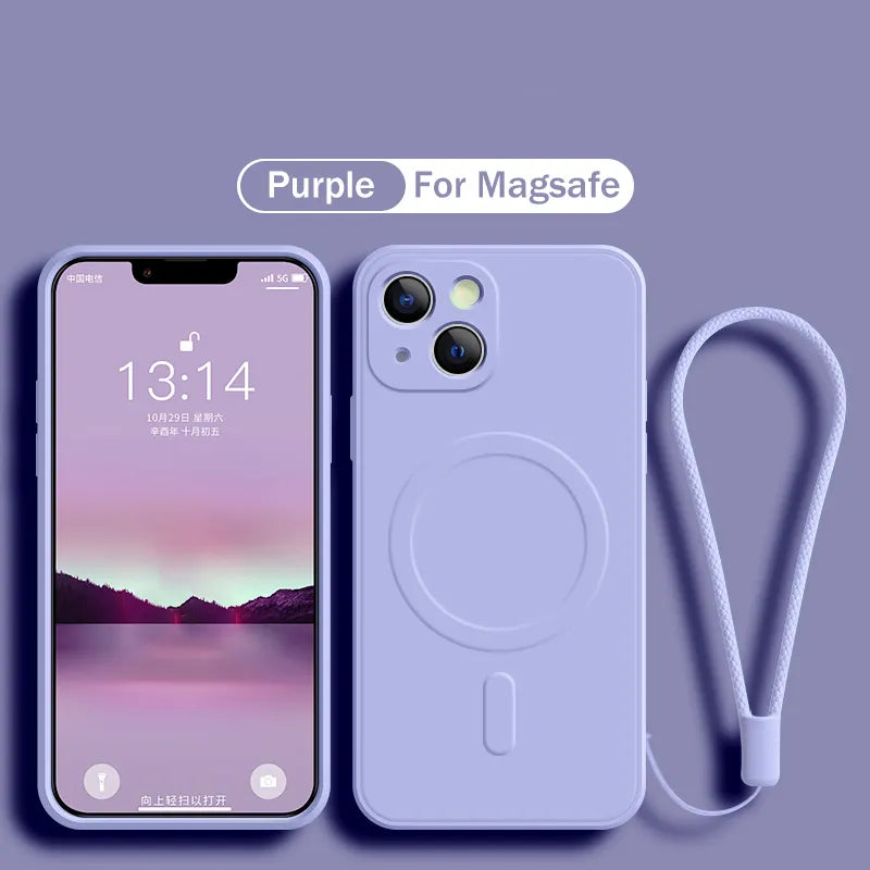 Funda de silicona líquida para iPhone 15, 11, 13, 12, 14 Pro Max, Mini, XR, Xs Plus, SE, carga inalámbrica magnética para Magsafe