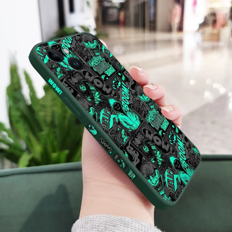 Funda de silicona para teléfono móvil iPhone, carcasa con diseño de murciélagos en el dedo medio para iPhone 15, 14, 13, 12, 11, X, XR, XS, SE2, SE2020, 8, 7, 6, 6S Plus Pro Max Mini