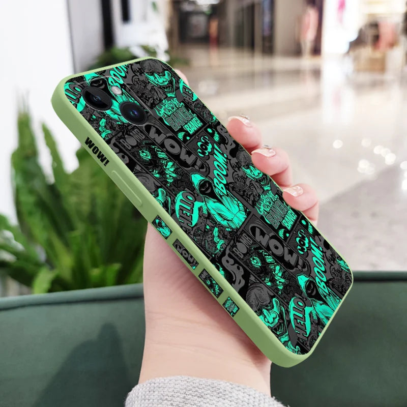 Funda de silicona para teléfono móvil iPhone, carcasa con diseño de murciélagos en el dedo medio para iPhone 15, 14, 13, 12, 11, X, XR, XS, SE2, SE2020, 8, 7, 6, 6S Plus Pro Max Mini