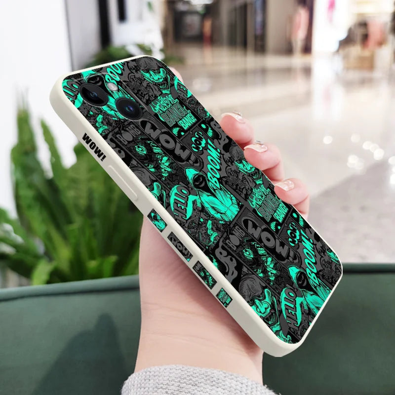 Funda de silicona para teléfono móvil iPhone, carcasa con diseño de murciélagos en el dedo medio para iPhone 15, 14, 13, 12, 11, X, XR, XS, SE2, SE2020, 8, 7, 6, 6S Plus Pro Max Mini