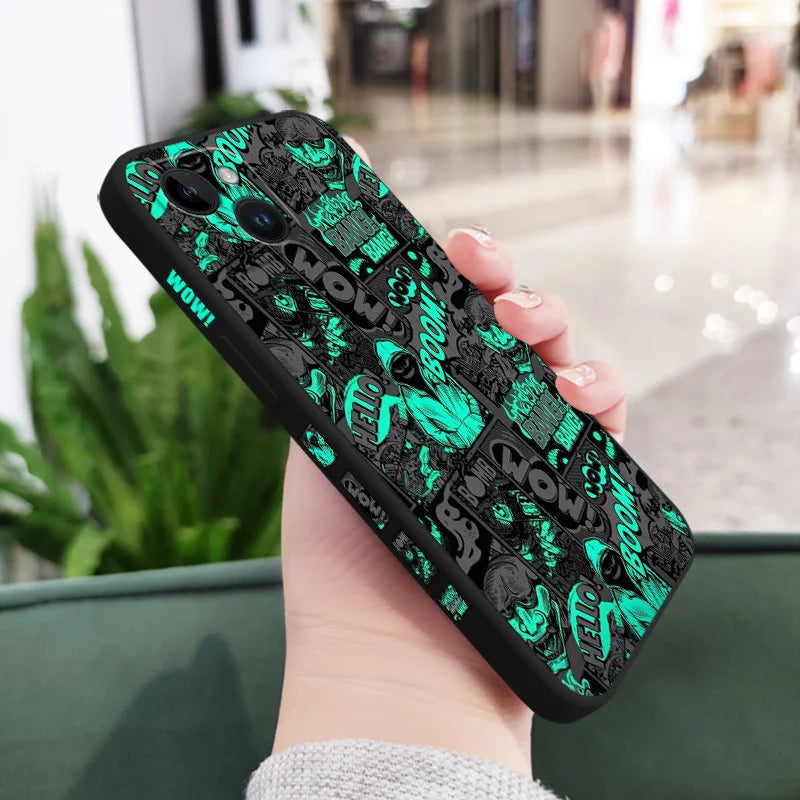 Funda de silicona para teléfono móvil iPhone, carcasa con diseño de murciélagos en el dedo medio para iPhone 15, 14, 13, 12, 11, X, XR, XS, SE2, SE2020, 8, 7, 6, 6S Plus Pro Max Mini