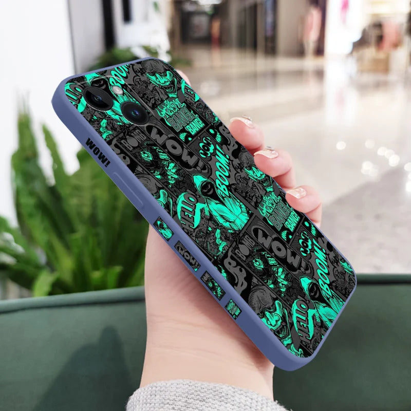 Funda de silicona para teléfono móvil iPhone, carcasa con diseño de murciélagos en el dedo medio para iPhone 15, 14, 13, 12, 11, X, XR, XS, SE2, SE2020, 8, 7, 6, 6S Plus Pro Max Mini