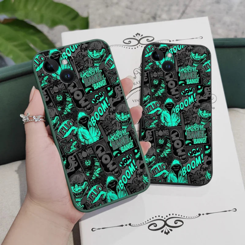 Funda de silicona para teléfono móvil iPhone, carcasa con diseño de murciélagos en el dedo medio para iPhone 15, 14, 13, 12, 11, X, XR, XS, SE2, SE2020, 8, 7, 6, 6S Plus Pro Max Mini