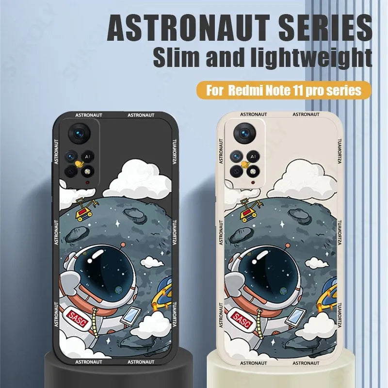 Funda astronauta  de Silicona para Xiaomi Redmi Note 10, 9, 12, 11 Pro, 11S, Mi 11 Lite, 5G, Poco X5, X3, NFC, 11T, 12T, Redmi 10: Protección y Estilo