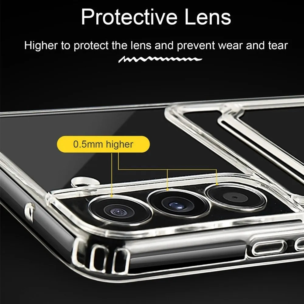 Funda de silicona suave transparente con tarjetero para Samsung Galaxy S22, S21 Ultra, S23 Plus, S10, S9, Note 20, 8, 10 Plus