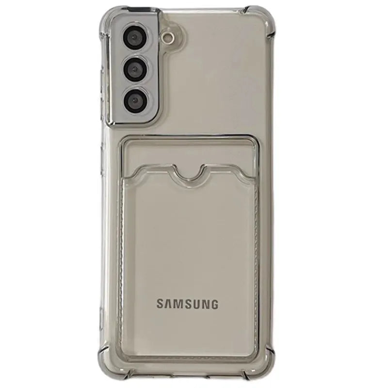 Funda de silicona suave transparente con tarjetero para Samsung Galaxy S22, S21 Ultra, S23 Plus, S10, S9, Note 20, 8, 10 Plus