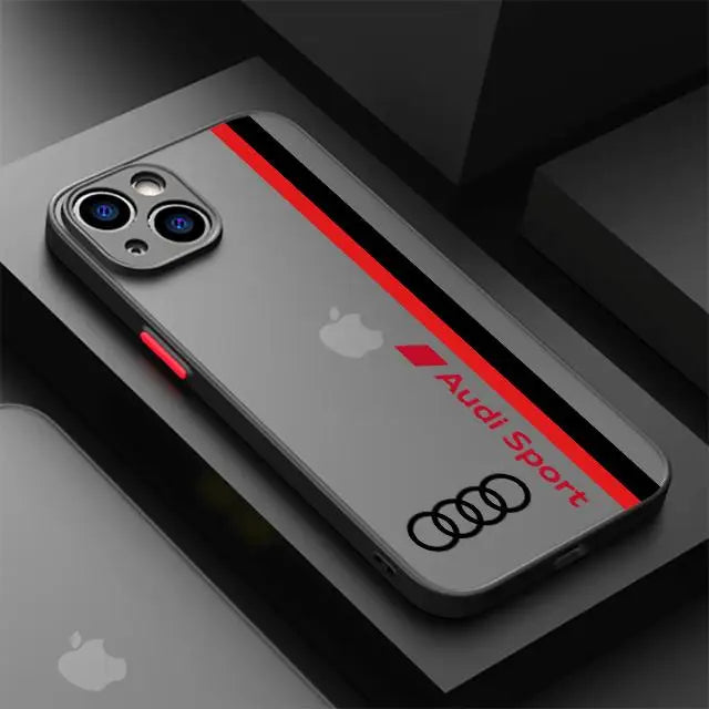 Funda de teléfono A Audi para coche deportivo, cubierta mate A prueba de golpes para Apple iPhone 13, 14 Plus, 12 Mini, 15 Pro Max, 11 Pro, XR, 8, SE, 7, XS MAX