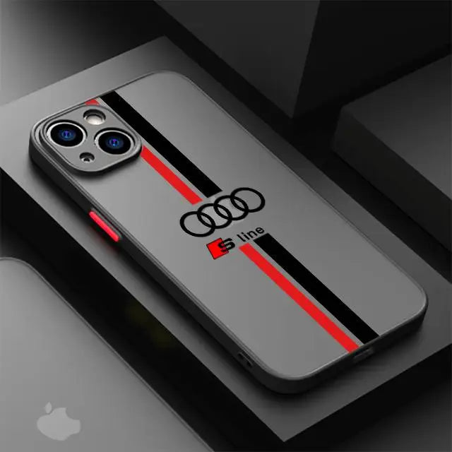 Funda de teléfono A Audi para coche deportivo, cubierta mate A prueba de golpes para Apple iPhone 13, 14 Plus, 12 Mini, 15 Pro Max, 11 Pro, XR, 8, SE, 7, XS MAX