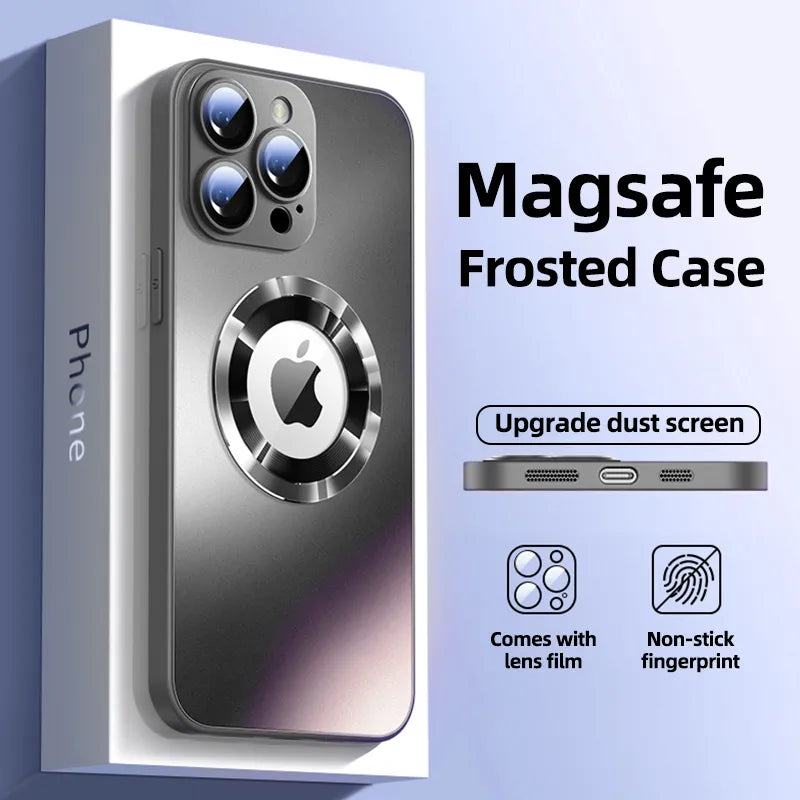 Funda de Teléfono Magsafe con Protección de Lente de Cámara de Vidrio Mate  iPhone 14, 13, 12, 11, 15 Pro Max