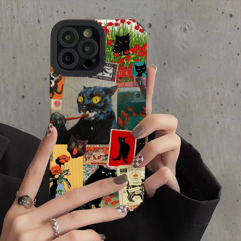 Funda de teléfono con Gato de arte abstracto, carcasa para Iphone 11 Pro Max, Iphone 12 Pro Max, Iphone 13 Pro Max, Iphone 14 Pro Max, Iphone 15 Pro Max