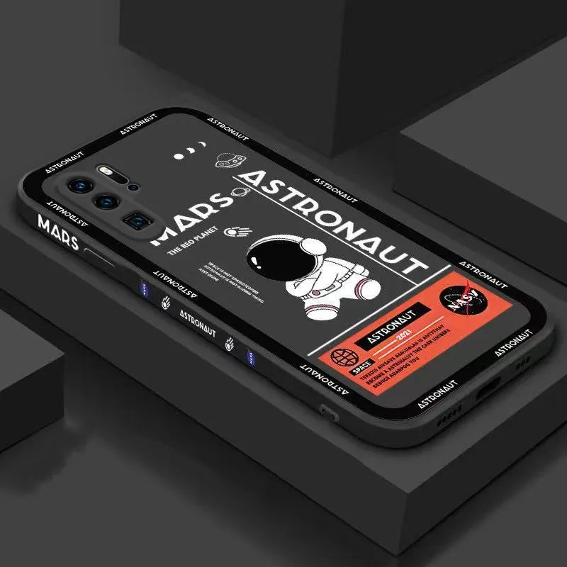 Funda de Teléfono con Diseño de Astronauta para Huawei - Protector de Silicona Suave Cuadrado - Compatible con P20, P30 Pro, Mate 30, 20 Pro, Nova 5T, 6SE, Y9 Prime 2019