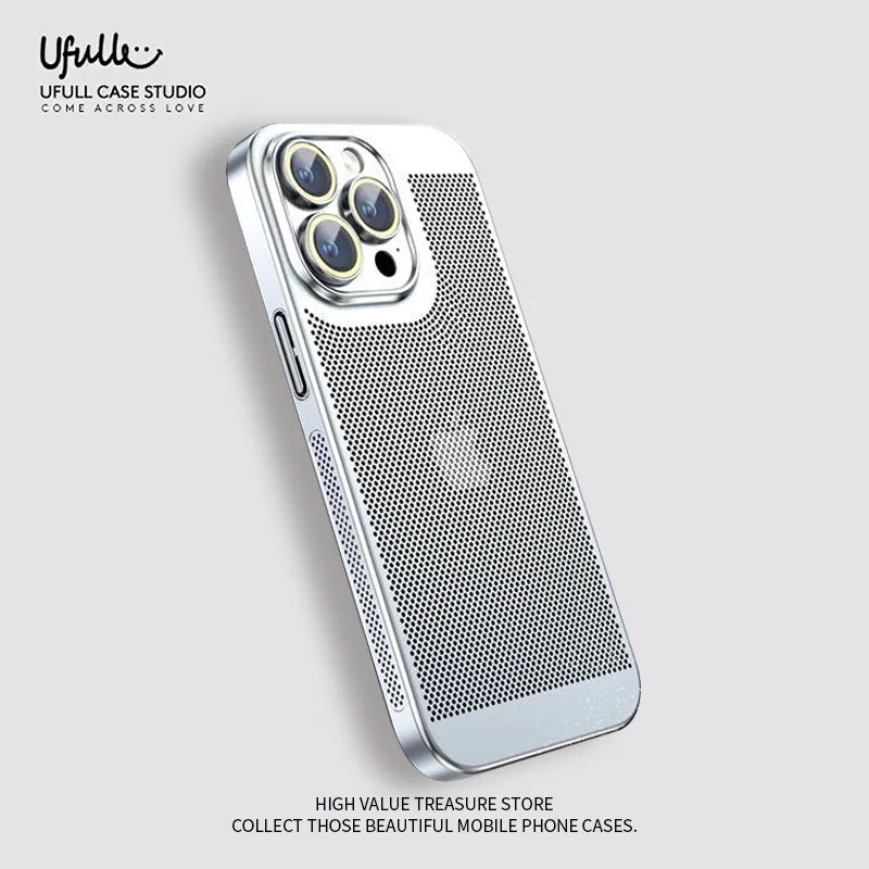 Funda de teléfono con disipación de calor para Iphone, carcasa de malla de panal con borde galvanizado, 15, 14, 11, 12, 13 Pro Max, 14Plus, XS Max, Mini