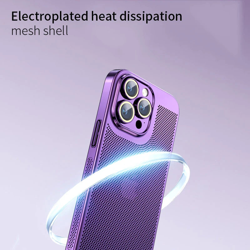 Funda de teléfono con disipación de calor para Iphone, carcasa de malla de panal con borde galvanizado, 15, 14, 11, 12, 13 Pro Max, 14Plus, XS Max, Mini