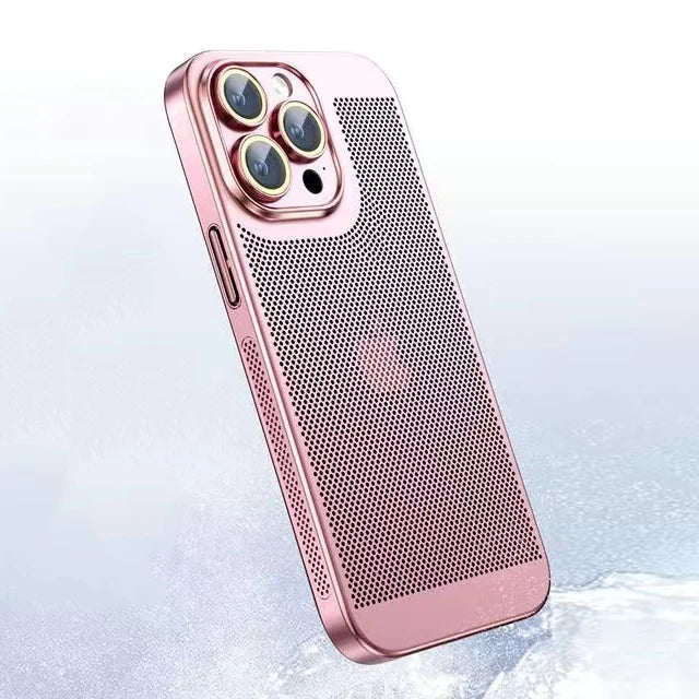 Funda de teléfono con disipación de calor para Iphone, carcasa de malla de panal con borde galvanizado, 15, 14, 11, 12, 13 Pro Max, 14Plus, XS Max, Mini