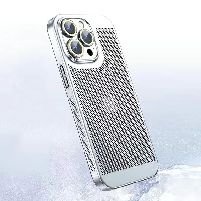 Funda de teléfono con disipación de calor para Iphone, carcasa de malla de panal con borde galvanizado, 15, 14, 11, 12, 13 Pro Max, 14Plus, XS Max, Mini