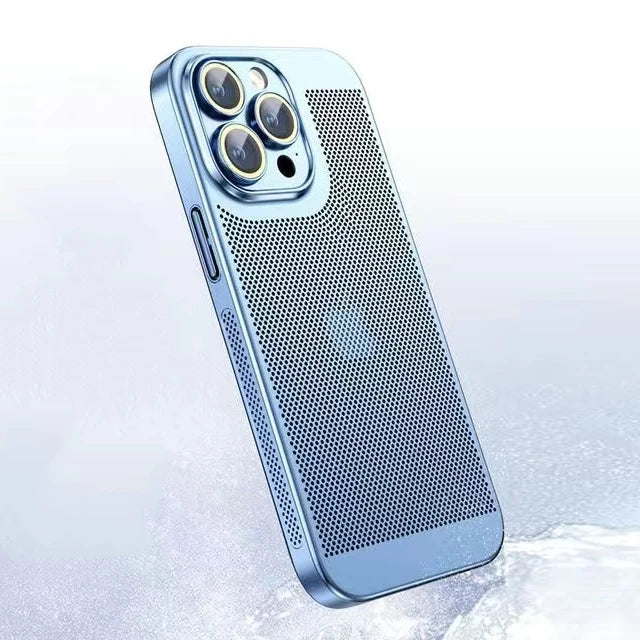 Funda de teléfono con disipación de calor para Iphone, carcasa de malla de panal con borde galvanizado, 15, 14, 11, 12, 13 Pro Max, 14Plus, XS Max, Mini