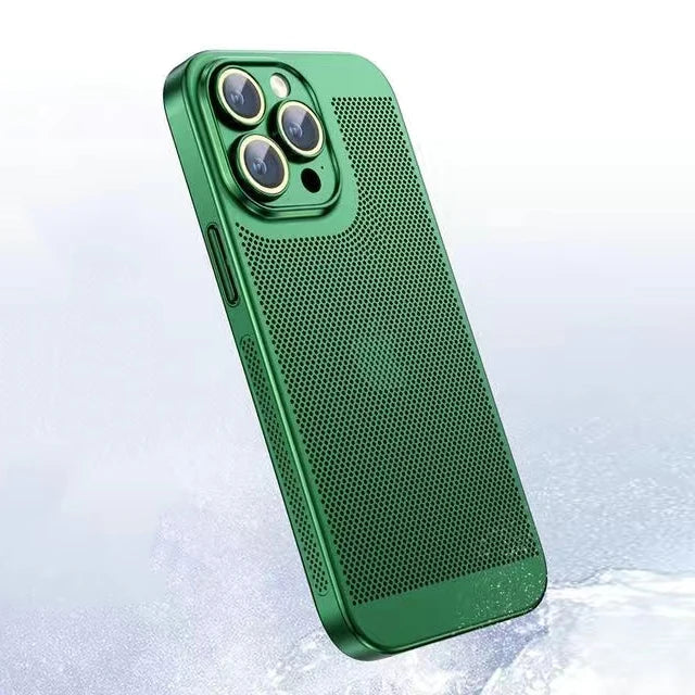 Funda de teléfono con disipación de calor para Iphone, carcasa de malla de panal con borde galvanizado, 15, 14, 11, 12, 13 Pro Max, 14Plus, XS Max, Mini