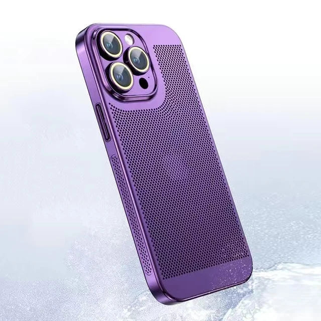 Funda de teléfono con disipación de calor para Iphone, carcasa de malla de panal con borde galvanizado, 15, 14, 11, 12, 13 Pro Max, 14Plus, XS Max, Mini