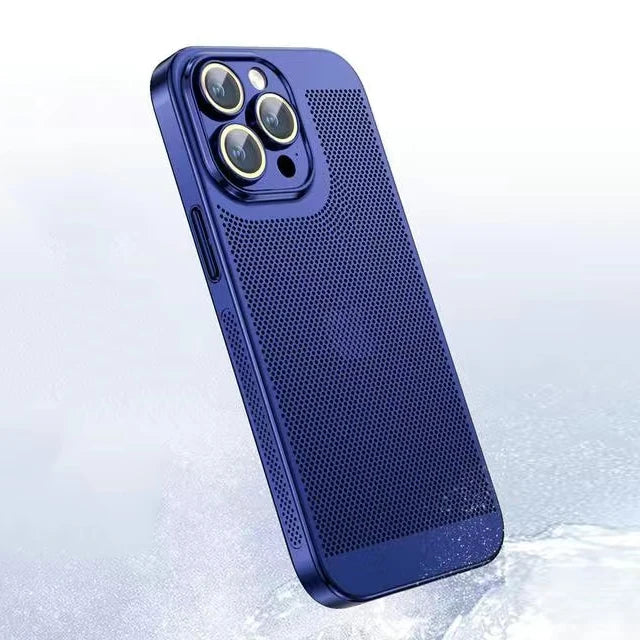 Funda de teléfono con disipación de calor para Iphone, carcasa de malla de panal con borde galvanizado, 15, 14, 11, 12, 13 Pro Max, 14Plus, XS Max, Mini