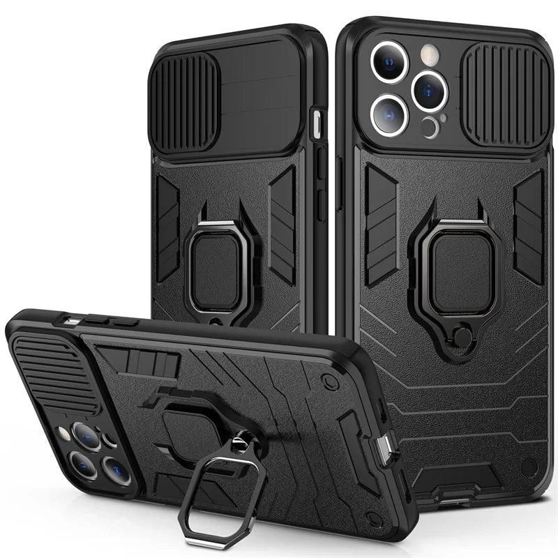 Funda de teléfono con soporte de protección para cámara, carcasa a prueba de golpes para iPhone 14, 13 Pro, Max, 11, 12, XS, Max, X, XR, 13