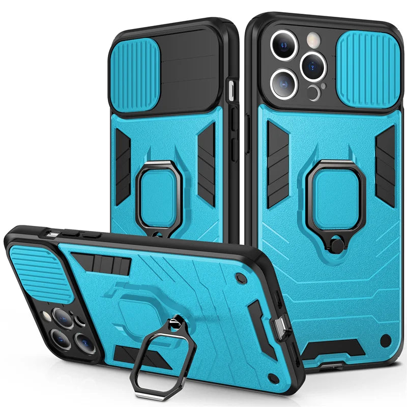 Funda de teléfono con soporte de protección para cámara, carcasa a prueba de golpes para iPhone 14, 13 Pro, Max, 11, 12, XS, Max, X, XR, 13