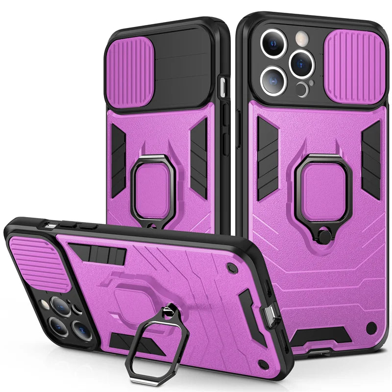 Funda de teléfono con soporte de protección para cámara, carcasa a prueba de golpes para iPhone 14, 13 Pro, Max, 11, 12, XS, Max, X, XR, 13