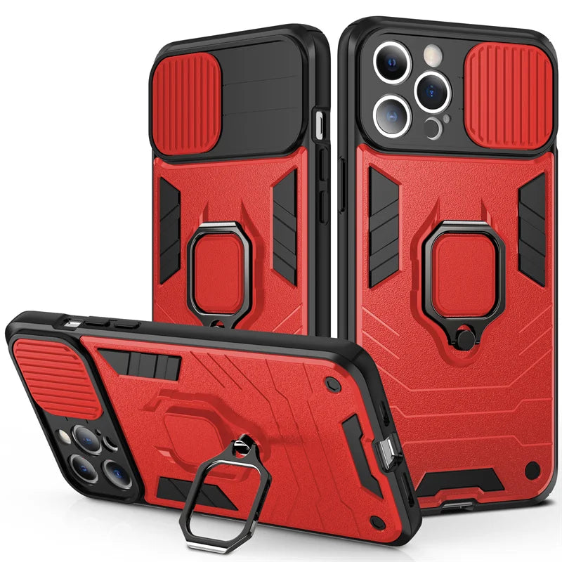 Funda de teléfono con soporte de protección para cámara, carcasa a prueba de golpes para iPhone 14, 13 Pro, Max, 11, 12, XS, Max, X, XR, 13