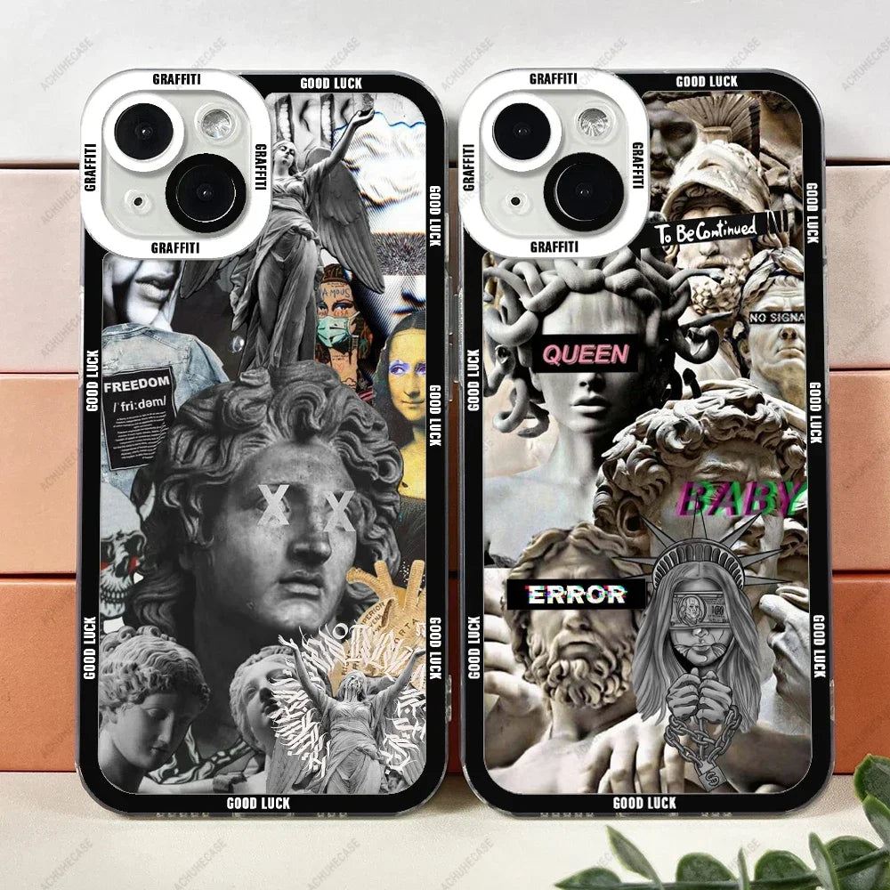 Funda de teléfono de Arte de moda para iPhone 15 14 13 12 Pro Max Mini 11 XS X XR SE 7 8 Plus, funda de TPU suave