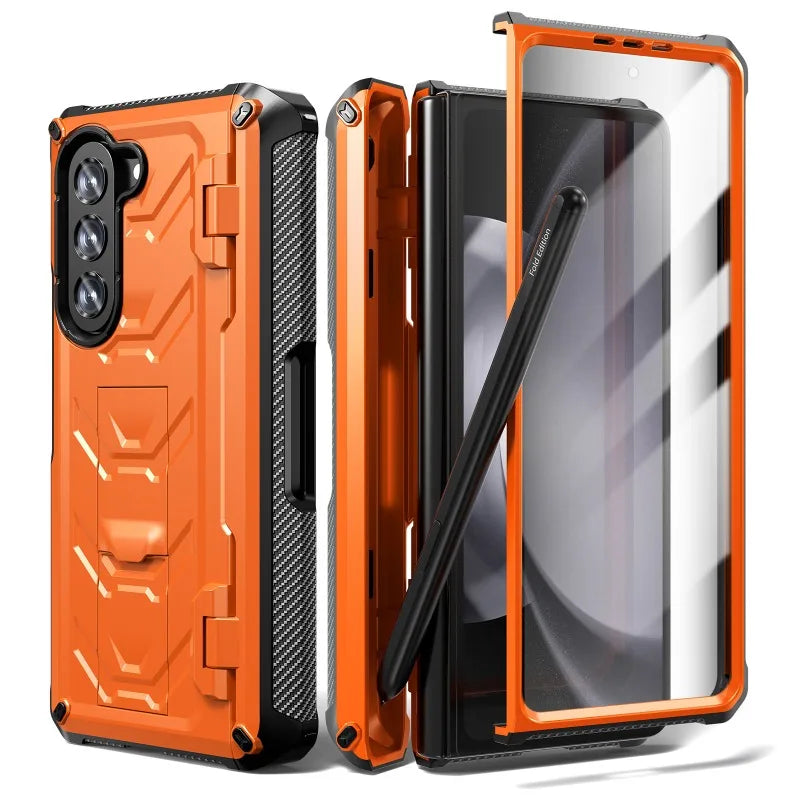 Funda de teléfono armor  para Samsung Galaxy Z Fold 5 4 3 Fold5 Fold4 Fold3 5G con soporte para bolígrafo y protector de pantalla