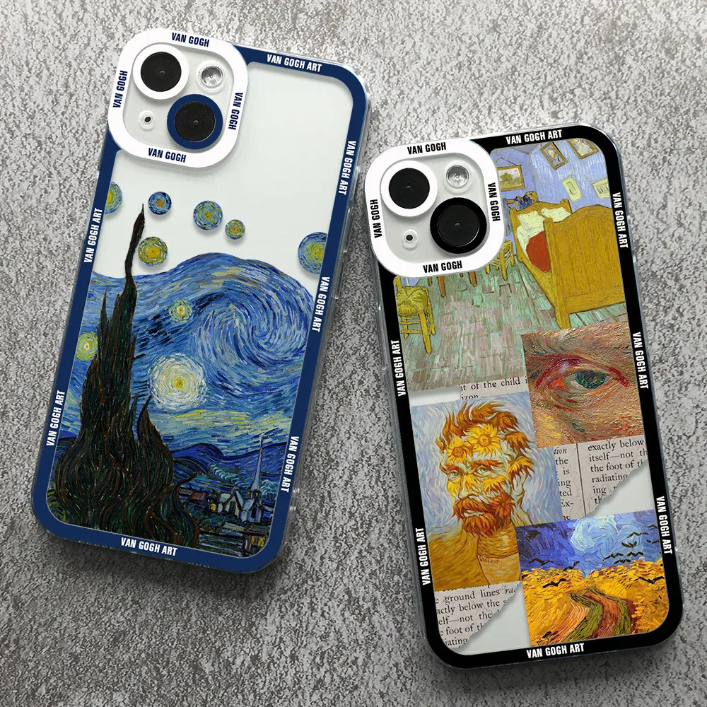 Funda  Arte Van Gogh para iPhone 14, 13, 12, 11 Pro Max, Mini, XS, X, XR, SE, 7, 8 Plus