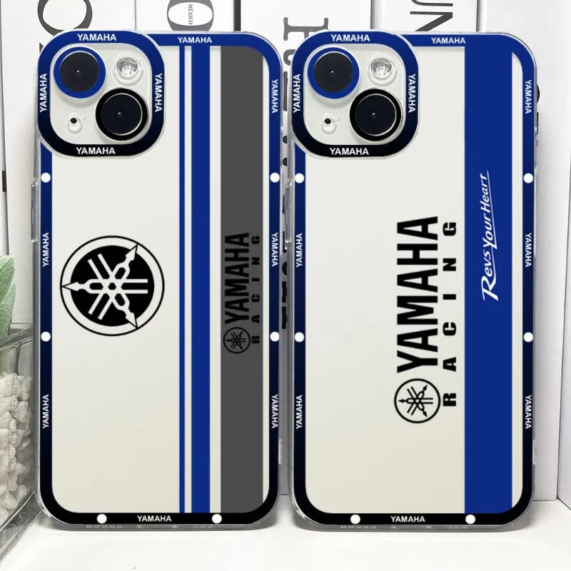 Funda de teléfono de carreras para motocicleta YAMAHA, cubierta transparente de Ojos de Ángel para IPhone 14ProMax 13 14 12 11 Pro Max Mini