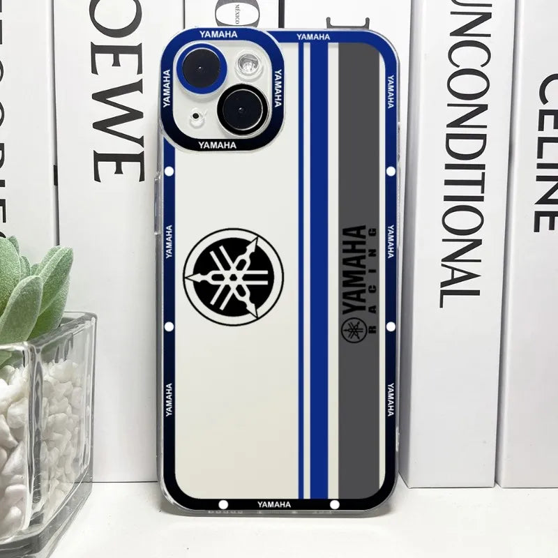 Funda de teléfono de carreras para motocicleta YAMAHA, cubierta transparente de Ojos de Ángel para IPhone 14ProMax 13 14 12 11 Pro Max Mini