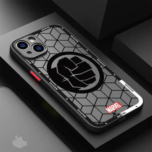 Funda de teléfono mate para IPhone 15, 13, 12, 11, 14 Pro Max, 13Mini, X, XS Max, XR, 7, 8 Plus, SE(2022), funda transparente de Marvel, Iron Man, Spider