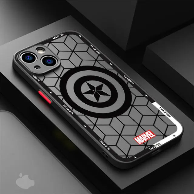 Funda de teléfono mate para IPhone 15, 13, 12, 11, 14 Pro Max, 13Mini, X, XS Max, XR, 7, 8 Plus, SE(2022), funda transparente de Marvel, Iron Man, Spider