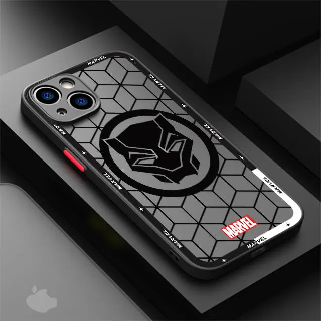 Funda de teléfono mate para IPhone 15, 13, 12, 11, 14 Pro Max, 13Mini, X, XS Max, XR, 7, 8 Plus, SE(2022), funda transparente de Marvel, Iron Man, Spider